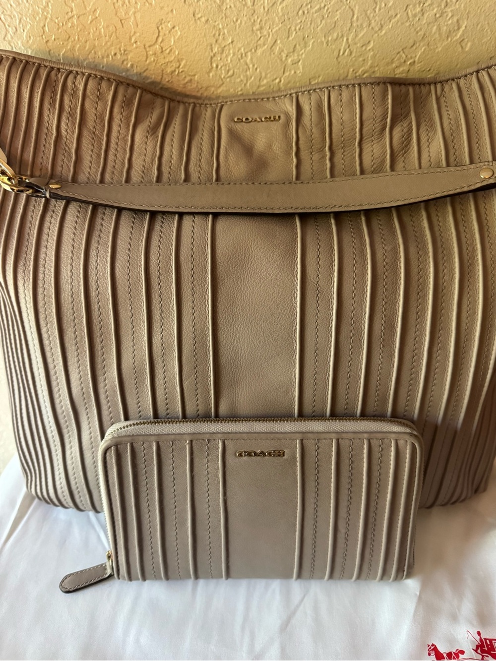 Coach Madison Pintuk Leather Hobo with matching Continental Wallet